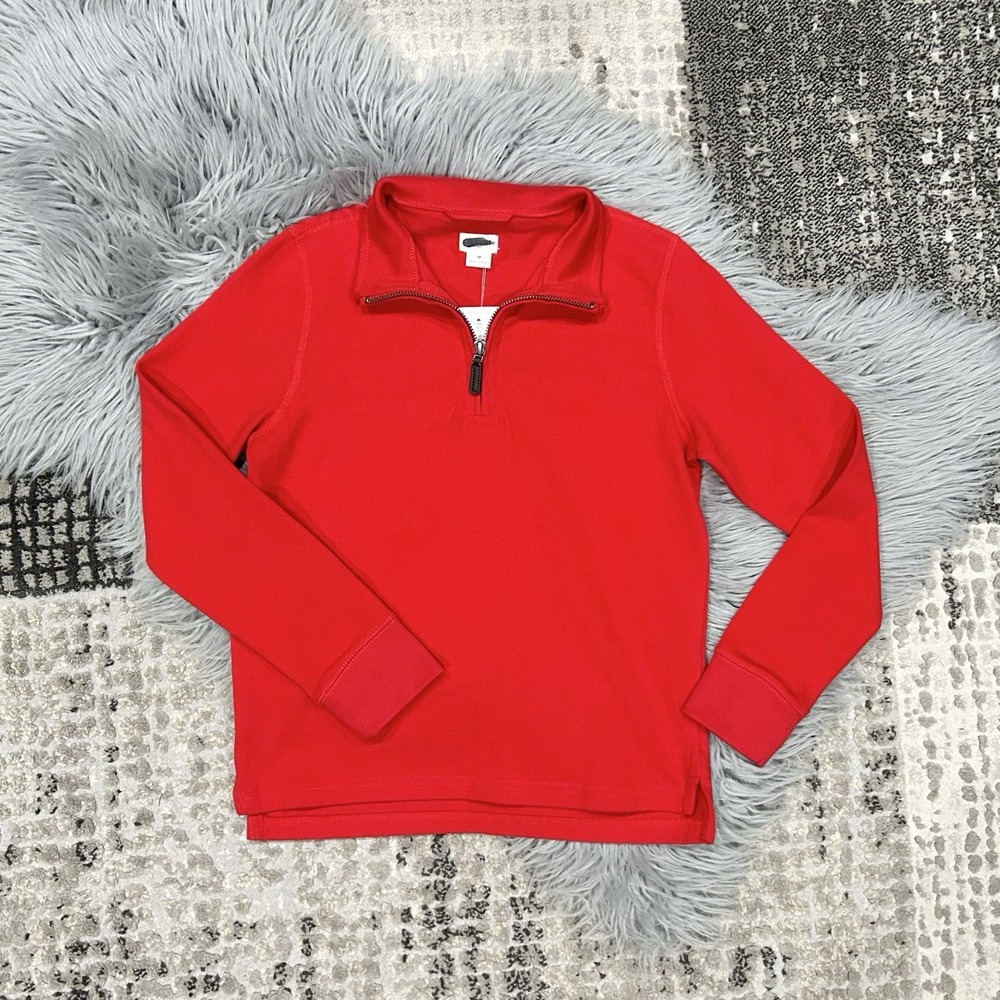 J Crew Crewcuts Factory Boys Sueded Half Zip Popover Preppy Red Size Medium NWT